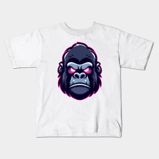 Fiery Gaze: Gorilla Head in Neon Lights Kids T-Shirt